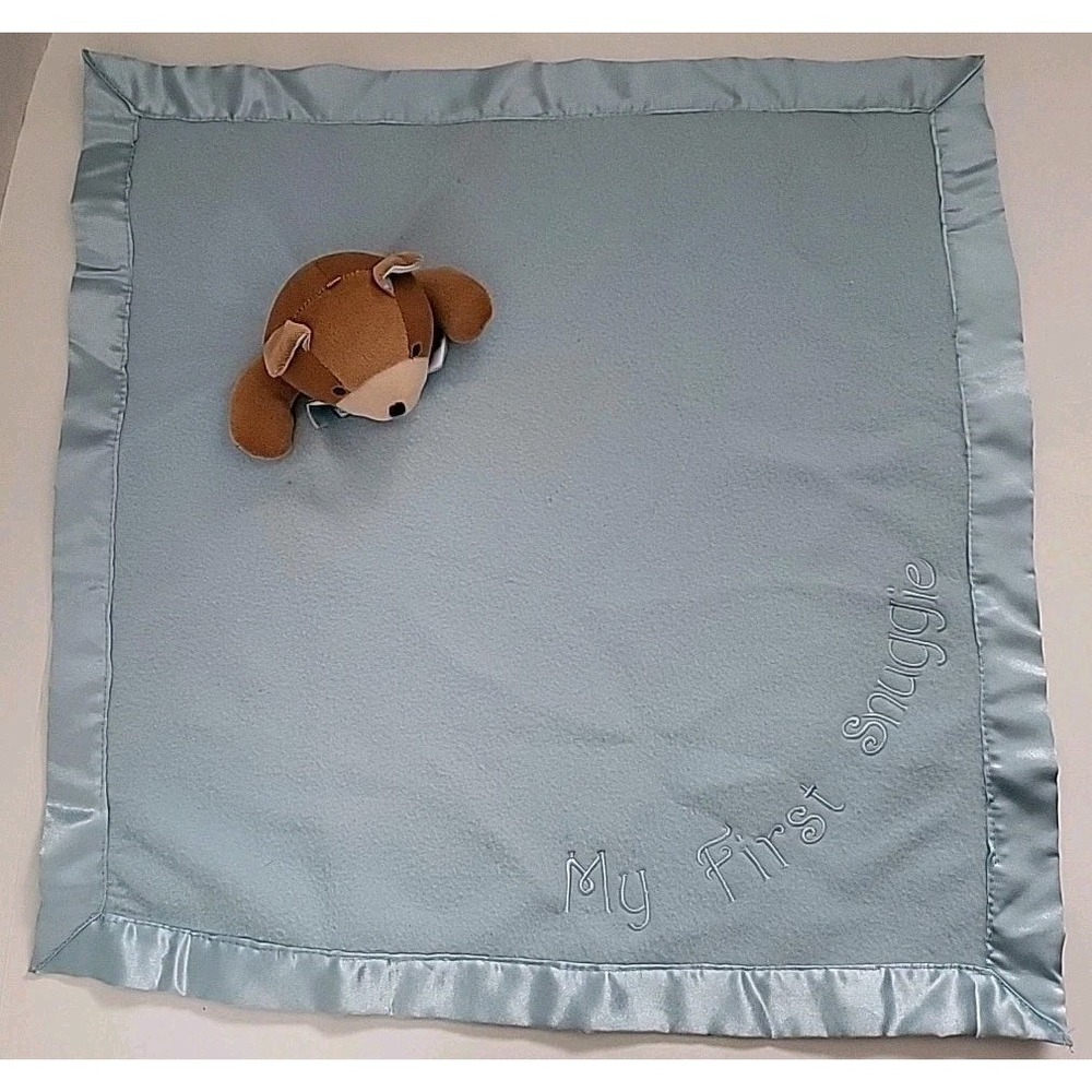 Snuggie Toy My First Snuggie Bear Lovey Security Blanket Blue Fleece Satin
